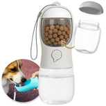 Dogs&amp;Co Honden Waterfles 300 ML  met voerbakje Wit