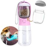 Dogs&amp;Co Honden Waterfles 500 ML  met voerbakje Roze