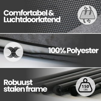 Dogs&amp;Co Hondenstretcher met bolster maat L 96*68*18CM