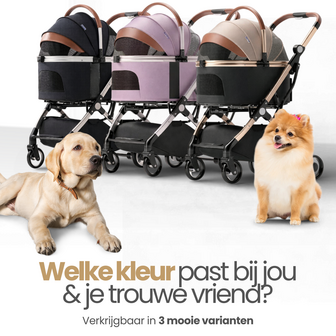 Dogs&amp;Co&reg; Hondenbuggy Deluxe Goud &amp; Zwart - Opvouwbaar - Premium banden - RVS - Hond &amp; Kat - Hondenwagen - Huisdierenwagen