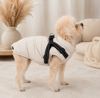 Dogs&amp;Co Gewatteerde Hondenjas met Ge&iuml;ntegreerd Harnas BEIGE