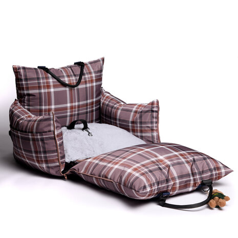  Dogs&amp;Co Luxe Honden autostoel  Royal+  Brown Check Waterproof Limited Edition