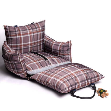  Dogs&amp;Co Luxe Honden autostoel  Royal+  Brown Check Waterproof Limited Edition