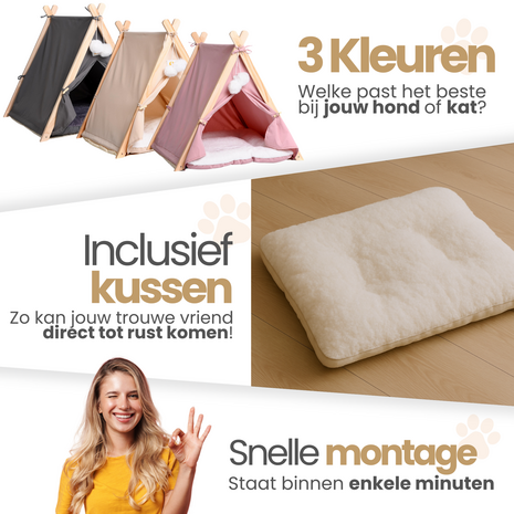 Dogs&amp;Co Tipi Tent voor katten of kleine honden Roze 