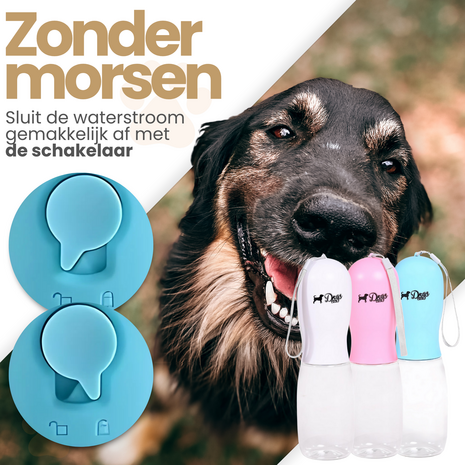 Dogs&amp;Co Honden Waterfles 300 ML  met voerbakje Blauw