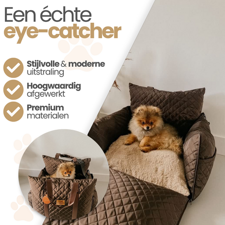 Dogs&amp;Co Luxe Honden autostoel  Royal+  Beige Check  Waterproof Limited Edition