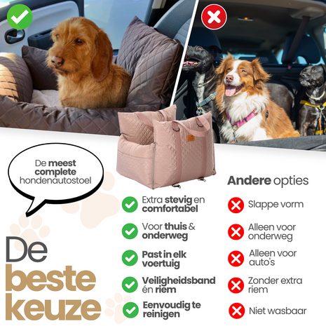 Dogs&amp;Co&reg; Luxe Honden autostoel  Royal+ TAUPE Waterproof  