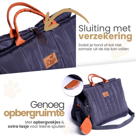 Dogs&amp;Co&reg; Luxe Hondentas Antraciet voor honden tot 8KG 