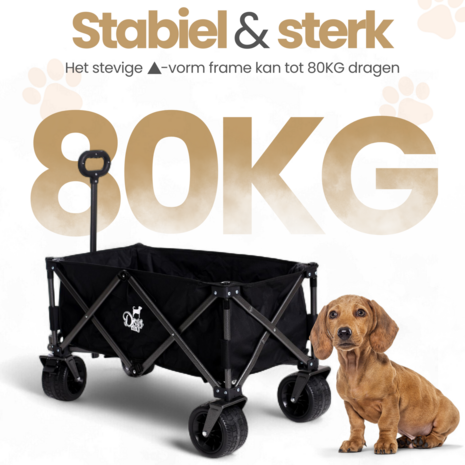 Dogs&amp;Co Bolderkar opvouwbaar inclusief opberghoes zand