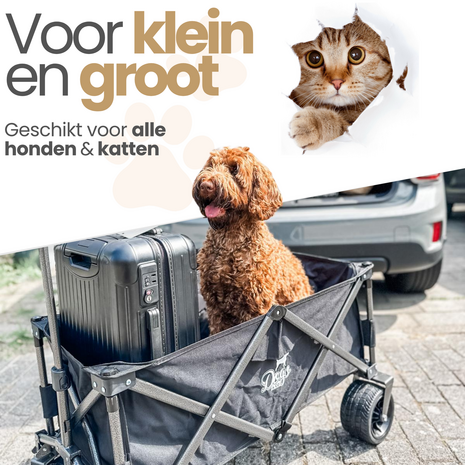 Dogs&amp;Co Bolderkar opvouwbaar inclusief opberghoes zand