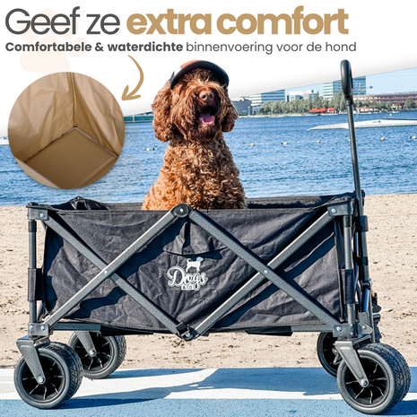 Dogs&amp;Co Bolderkar opvouwbaar inclusief opberghoes zand