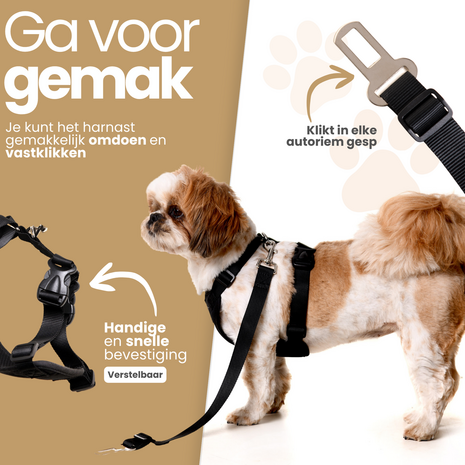 Dogs&amp;Co&reg; autoharnas Zwart incl. autogordel