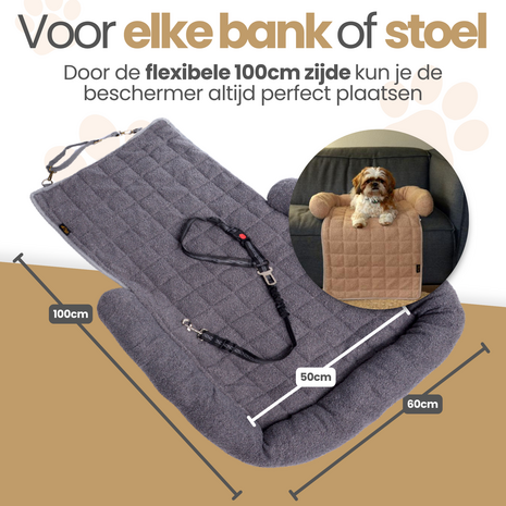 Dogs&amp;Co Autostoel beschermer Beige incl autogordel