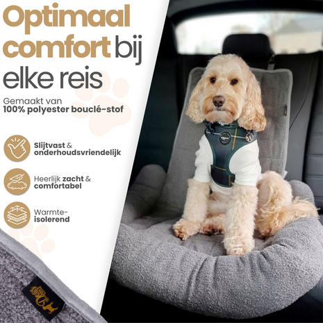 Dogs&amp;Co Autostoel beschermer  Grijs incl autogordel