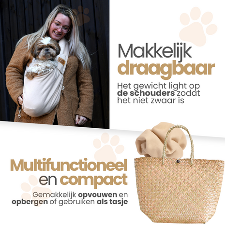 Dogs&amp;Co Slingbag  - Draagtas beige