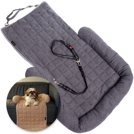 Dogs&amp;Co Autostoel beschermer  Grijs incl autogordel