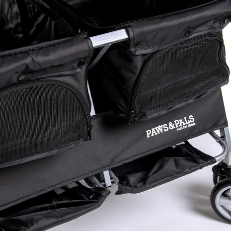 Paws&amp;Pals Dubbele hondenbuggy  Zwart 