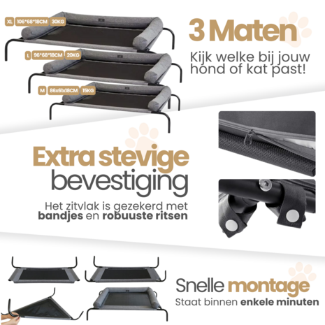 Dogs&Co Hondenstretcher met bolster maat M 86*61*18CM