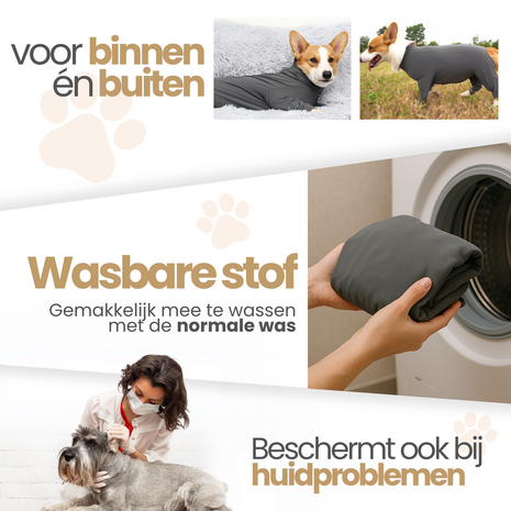 Dogs&amp;Co&reg; Medisch Bodysuit - Operatie jumpsuit Grijs - Operatiepak voor de hond grijs