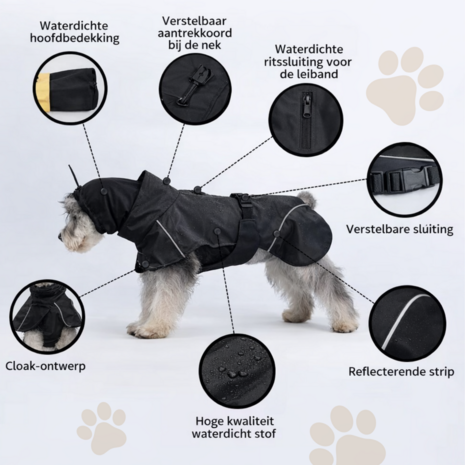 Dogs&Co&reg; Paws Protect Regenjas voor Honden &ndash; Waterdichte Hondenjas met Reflectie