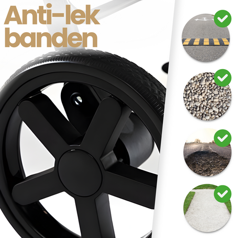 Dogs&Co&reg; Hondenbuggy Deluxe Goud & Zwart - Opvouwbaar - Premium banden - RVS - Hond & Kat - Hondenwagen - Huisdierenwagen