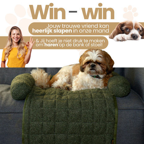 Dogs&amp;Co Autostoel beschermer Groen Boucle incl autogordel