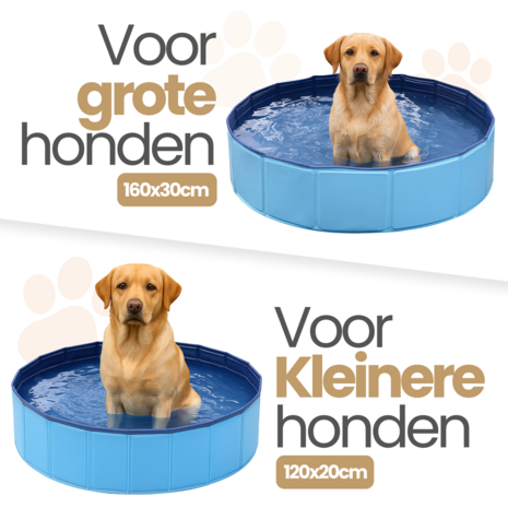 Honden Zwembad Opvouwbaar 80x20 &ndash; Stevig PVC &ndash; Anti Slip &ndash; Voor Tuin &ndash; Groot &amp; Klein &ndash; Dogs&amp;Co