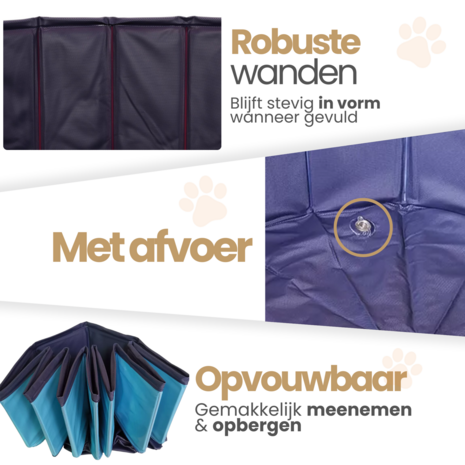 Honden Zwembad Opvouwbaar 80x20 &ndash; Stevig PVC &ndash; Anti Slip &ndash; Voor Tuin &ndash; Groot &amp; Klein &ndash; Dogs&amp;Co