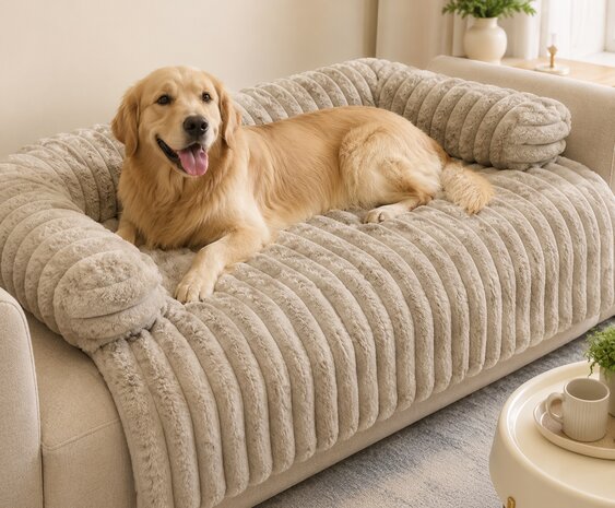 Corduroy Bankdeken Beige Maat L &ndash; 100 &times; 85 cm| Luxe Bankbeschermer | Dogs&Co&reg; 