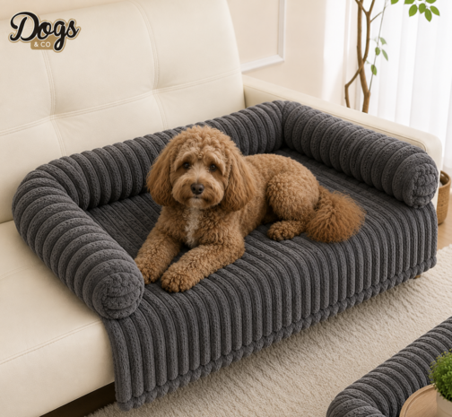 Corduroy Bankdeken Antraciet  Maat L &ndash; 100 &times; 85 cm| Luxe Bankbeschermer | Dogs&Co&reg; 