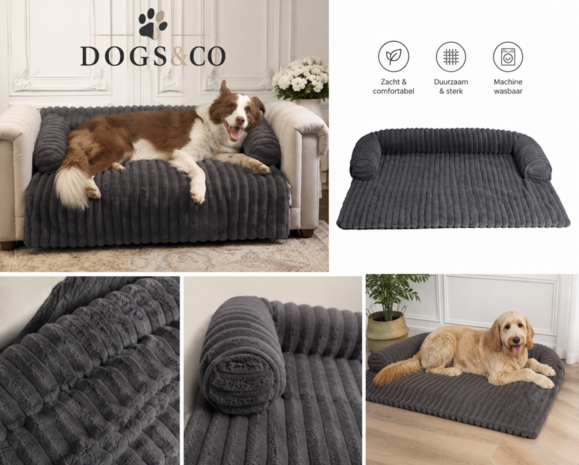 Corduroy Bankdeken Antraciet M &ndash; 85 &times; 78 cm| Luxe Bankbeschermer | Dogs&Co&reg; 