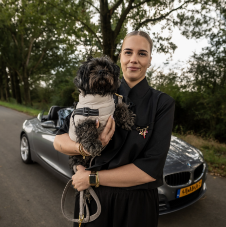 Dogs&amp;Co Gewatteerde Hondenjas met Ge&iuml;ntegreerd Harnas BEIGE