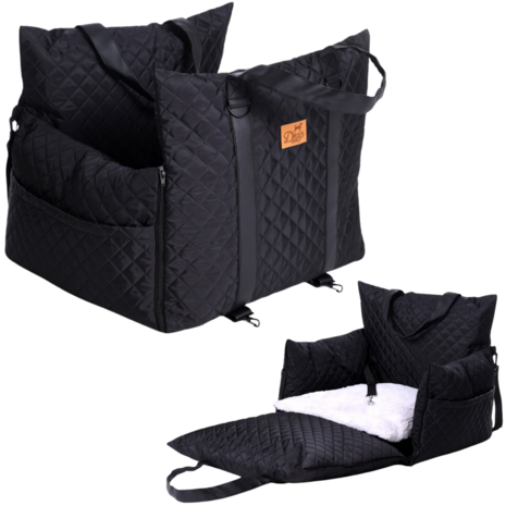 Dogs&amp;Co Luxe Honden autostoel  Royal+ Black Waterproof Quilt