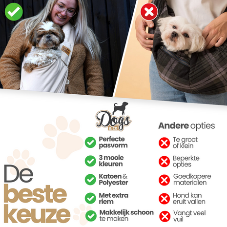 *TIJDELIJK UITVERKOCHT* Dogs&amp;Co Slingbag  - Draagtas beige TEDDY