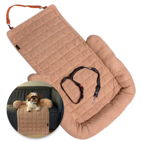 Dogs&amp;Co Autostoel beschermer Beige incl autogordel