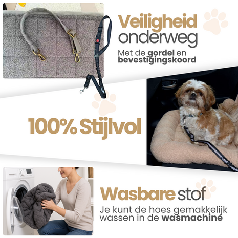 Dogs&amp;Co Autostoel beschermer Beige incl autogordel